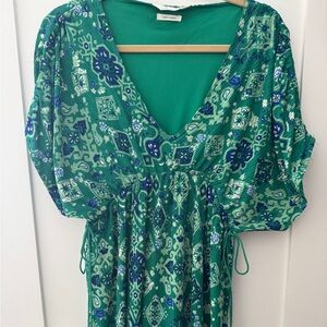 Springfield Green dress or coverup with tassels Sz M